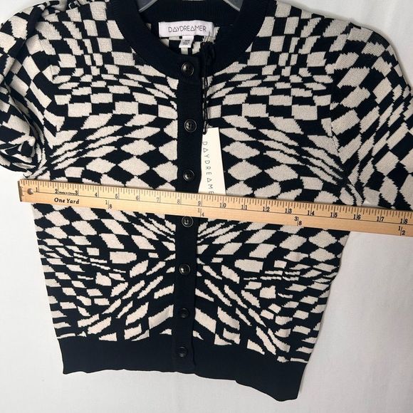 NWT DAYDREAMER Eclipse Wave Women’s Cardigan  Black White size XS - Picture 7 of 13